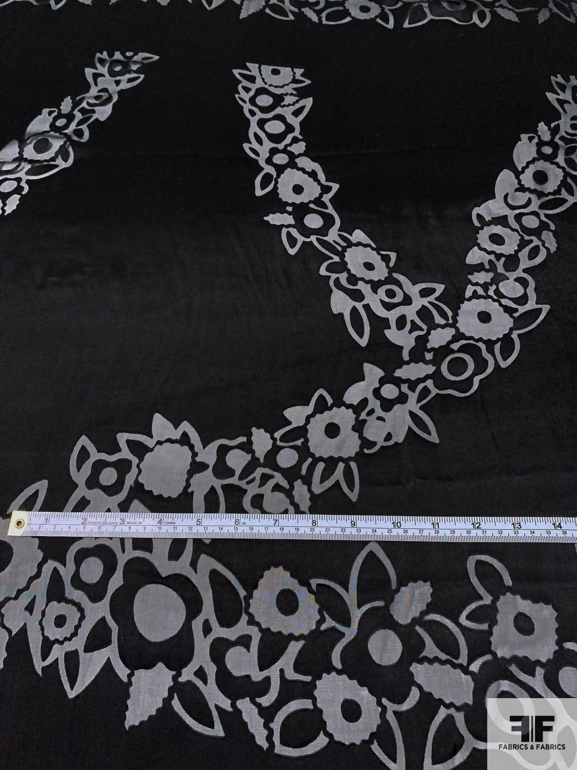 Floral Satin Burnout Chiffon Panel - Black 7 Floral Satin Burnout Chiffon Panel - Black - Image 5