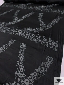 Floral Satin Burnout Chiffon Panel - Black 16 Floral Satin Burnout Chiffon Panel - Black -Fabrics And Fabrics Store 14285 7