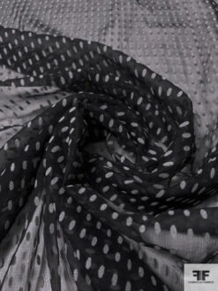 Italian Flocked Ovals Silk Chiffon - Black / Grey