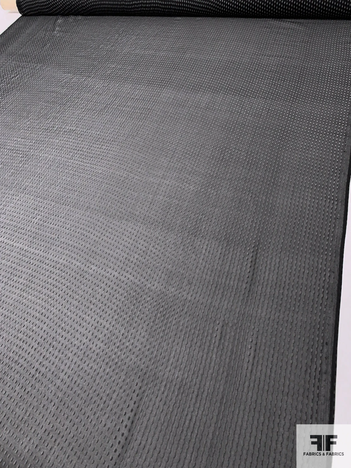 Italian Flocked Ovals Silk Chiffon - Black / Grey 8 Italian Flocked Ovals Silk Chiffon - Black / Grey - Image 6