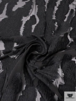 Italian Abstract Fil Coupé Burnout Silk Chiffon - Black -Fabrics And Fabrics Store 14290 2