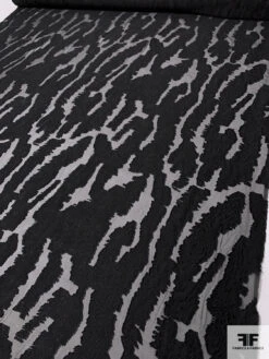 Italian Abstract Fil Coupé Burnout Silk Chiffon - Black -Fabrics And Fabrics Store 14290 7