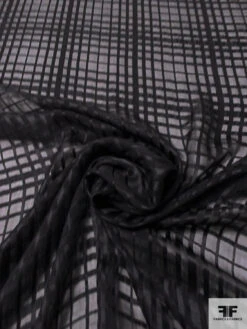 Italian Silk Chiffon With Satin Plaid Windowpane - Black 12 Italian Silk Chiffon With Satin Plaid Windowpane - Black -Fabrics And Fabrics Store 14294 2