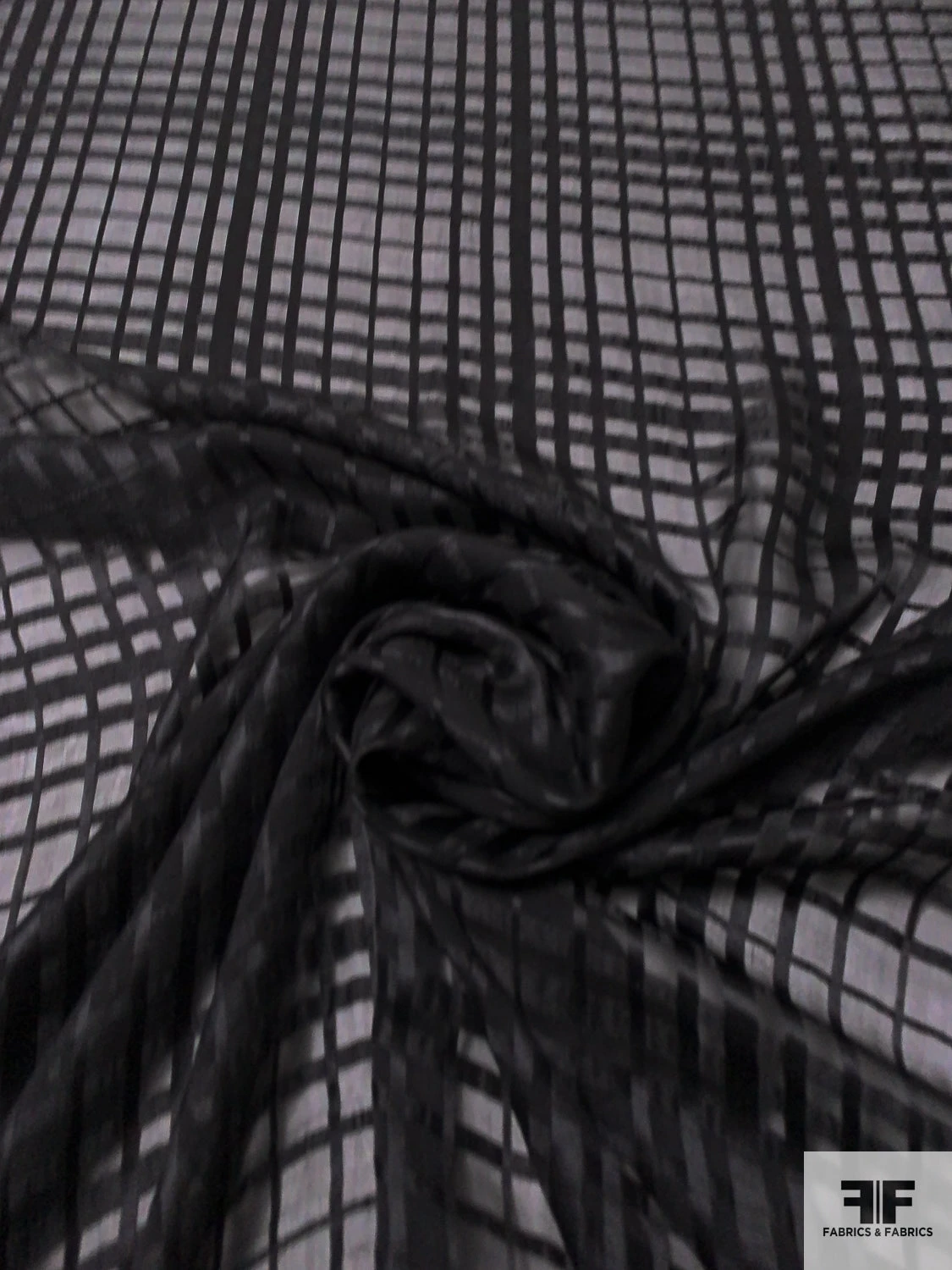 Italian Silk Chiffon With Satin Plaid Windowpane - Black 5 Italian Silk Chiffon With Satin Plaid Windowpane - Black - Image 3