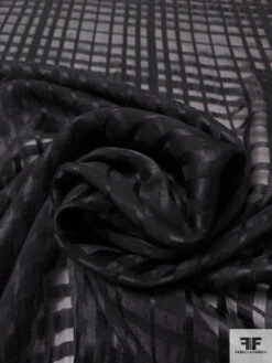 Italian Silk Chiffon With Satin Plaid Windowpane - Black 13 Italian Silk Chiffon With Satin Plaid Windowpane - Black -Fabrics And Fabrics Store 14294 3
