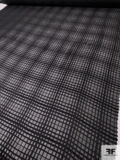 Italian Silk Chiffon With Satin Plaid Windowpane - Black 16 Italian Silk Chiffon With Satin Plaid Windowpane - Black -Fabrics And Fabrics Store 14294 7
