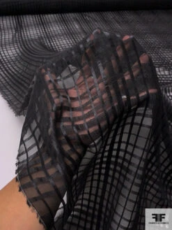 Italian Silk Chiffon With Satin Plaid Windowpane - Black 17 Italian Silk Chiffon With Satin Plaid Windowpane - Black -Fabrics And Fabrics Store 14294 8