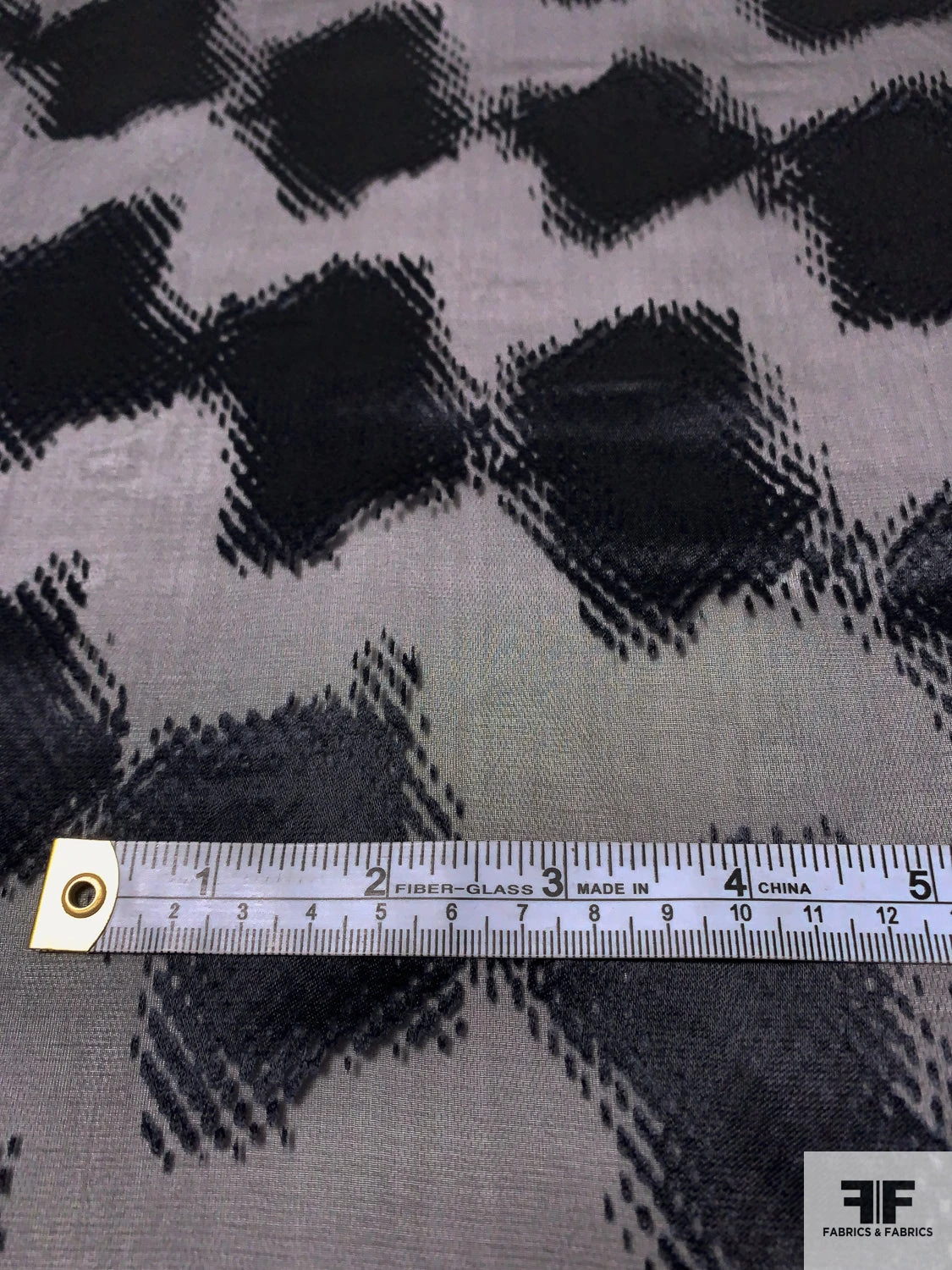 Italian Hazy Geometric Satin Burnout Silk Chiffon - Black 9 Italian Hazy Geometric Satin Burnout Silk Chiffon - Black - Image 7