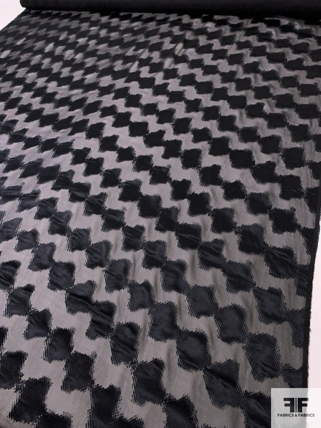 Italian Hazy Geometric Satin Burnout Silk Chiffon - Black 10 Italian Hazy Geometric Satin Burnout Silk Chiffon - Black - Image 8