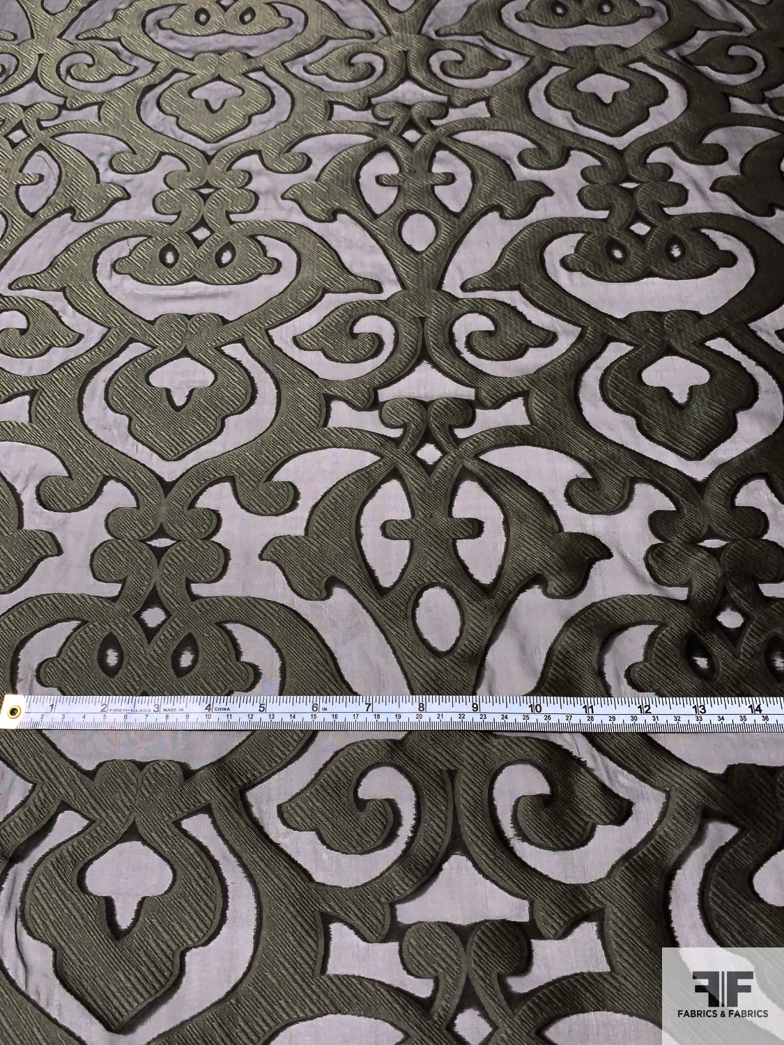 Italian Damask Style Burnout Silk Chiffon - Black / Ecru 9 Italian Damask Style Burnout Silk Chiffon - Black / Ecru - Image 7