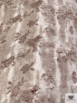 Floral Printed Burnout Silk-Rayon Chiffon - Beige / Dusty Mauve 11 Floral Printed Burnout Silk-Rayon Chiffon - Beige / Dusty Mauve -Fabrics And Fabrics Store 14316 3