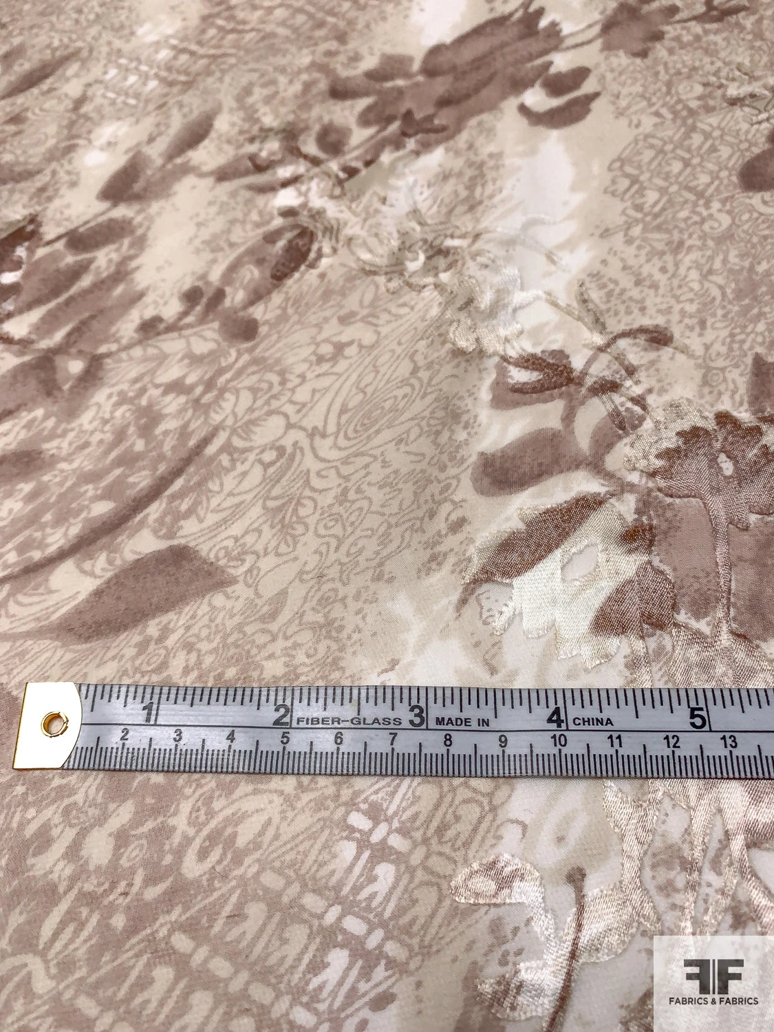 Floral Printed Burnout Silk-Rayon Chiffon - Beige / Dusty Mauve 7 Floral Printed Burnout Silk-Rayon Chiffon - Beige / Dusty Mauve - Image 5