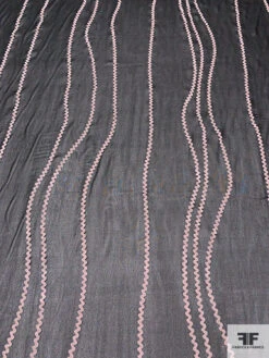 Wavy Lines Flocked Silk Chiffon - Black / Thistle 14 Wavy Lines Flocked Silk Chiffon - Black / Thistle -Fabrics And Fabrics Store 14324 4
