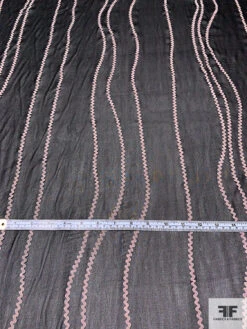 Wavy Lines Flocked Silk Chiffon - Black / Thistle 15 Wavy Lines Flocked Silk Chiffon - Black / Thistle -Fabrics And Fabrics Store 14324 5