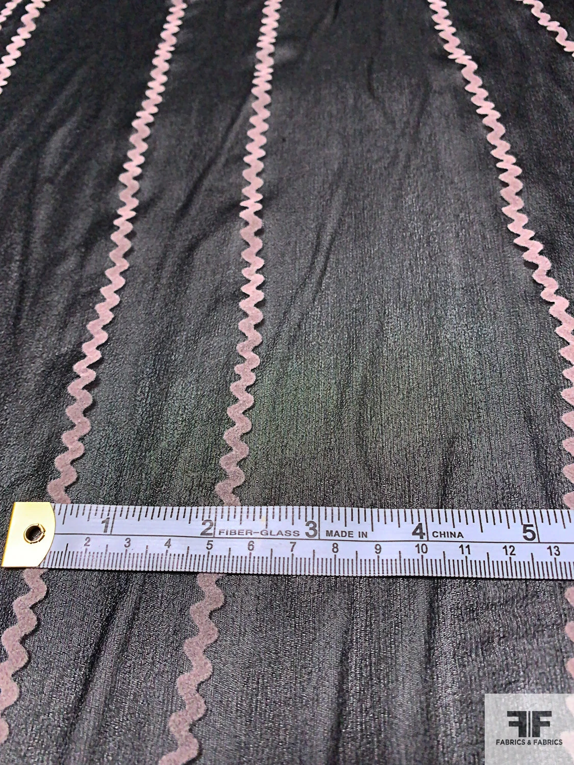 Wavy Lines Flocked Silk Chiffon - Black / Thistle 9 Wavy Lines Flocked Silk Chiffon - Black / Thistle - Image 7