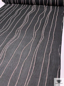 Wavy Lines Flocked Silk Chiffon - Black / Thistle 17 Wavy Lines Flocked Silk Chiffon - Black / Thistle -Fabrics And Fabrics Store 14324 7