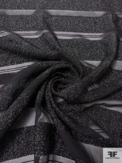 Italian Lurex Bouclé Striped Silk Chiffon - Black -Fabrics And Fabrics Store 14329 2