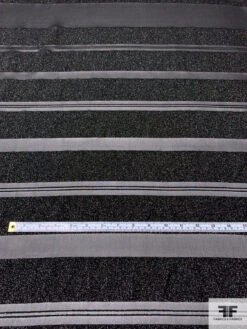 Italian Lurex Bouclé Striped Silk Chiffon - Black -Fabrics And Fabrics Store 14329 5