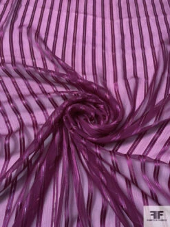 Satin Striped Silk Chiffon With Multicolor Lurex Pinstripes - Purple / Multicolor Lurex 12 Satin Striped Silk Chiffon With Multicolor Lurex Pinstripes - Purple / Multicolor Lurex -Fabrics And Fabrics Store 14332 2