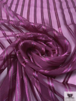 Satin Striped Silk Chiffon With Multicolor Lurex Pinstripes - Purple / Multicolor Lurex 13 Satin Striped Silk Chiffon With Multicolor Lurex Pinstripes - Purple / Multicolor Lurex -Fabrics And Fabrics Store 14332 3