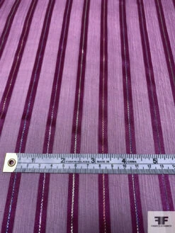 Satin Striped Silk Chiffon With Multicolor Lurex Pinstripes - Purple / Multicolor Lurex 16 Satin Striped Silk Chiffon With Multicolor Lurex Pinstripes - Purple / Multicolor Lurex -Fabrics And Fabrics Store 14332 6