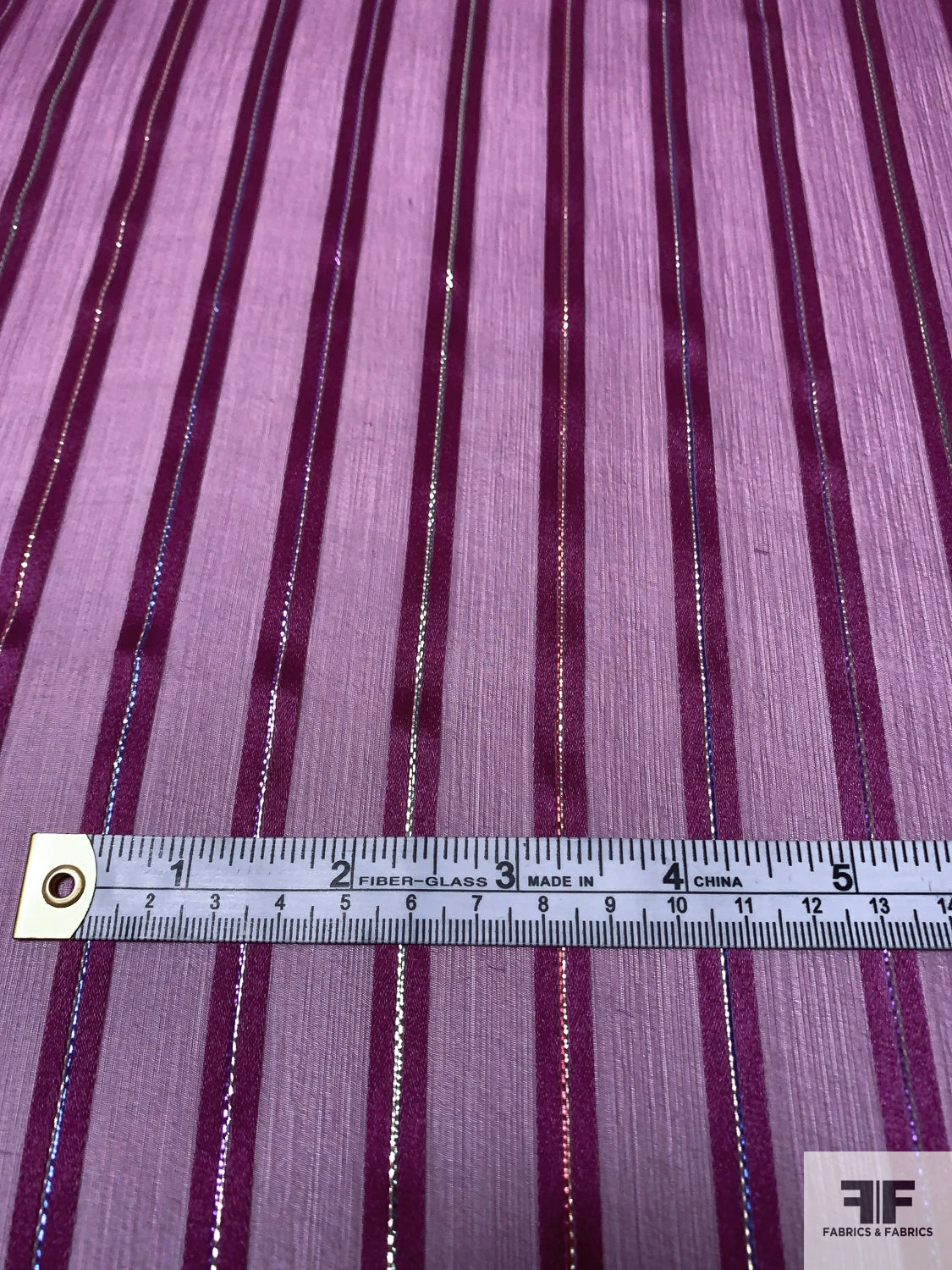 Satin Striped Silk Chiffon With Multicolor Lurex Pinstripes - Purple / Multicolor Lurex 9 Satin Striped Silk Chiffon With Multicolor Lurex Pinstripes - Purple / Multicolor Lurex - Image 7