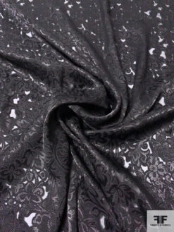 Floral Jacquard Burnout Silk Chiffon - Black 13 Floral Jacquard Burnout Silk Chiffon - Black -Fabrics And Fabrics Store 14338 1