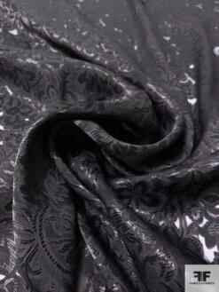 Floral Jacquard Burnout Silk Chiffon - Black 14 Floral Jacquard Burnout Silk Chiffon - Black -Fabrics And Fabrics Store 14338 3