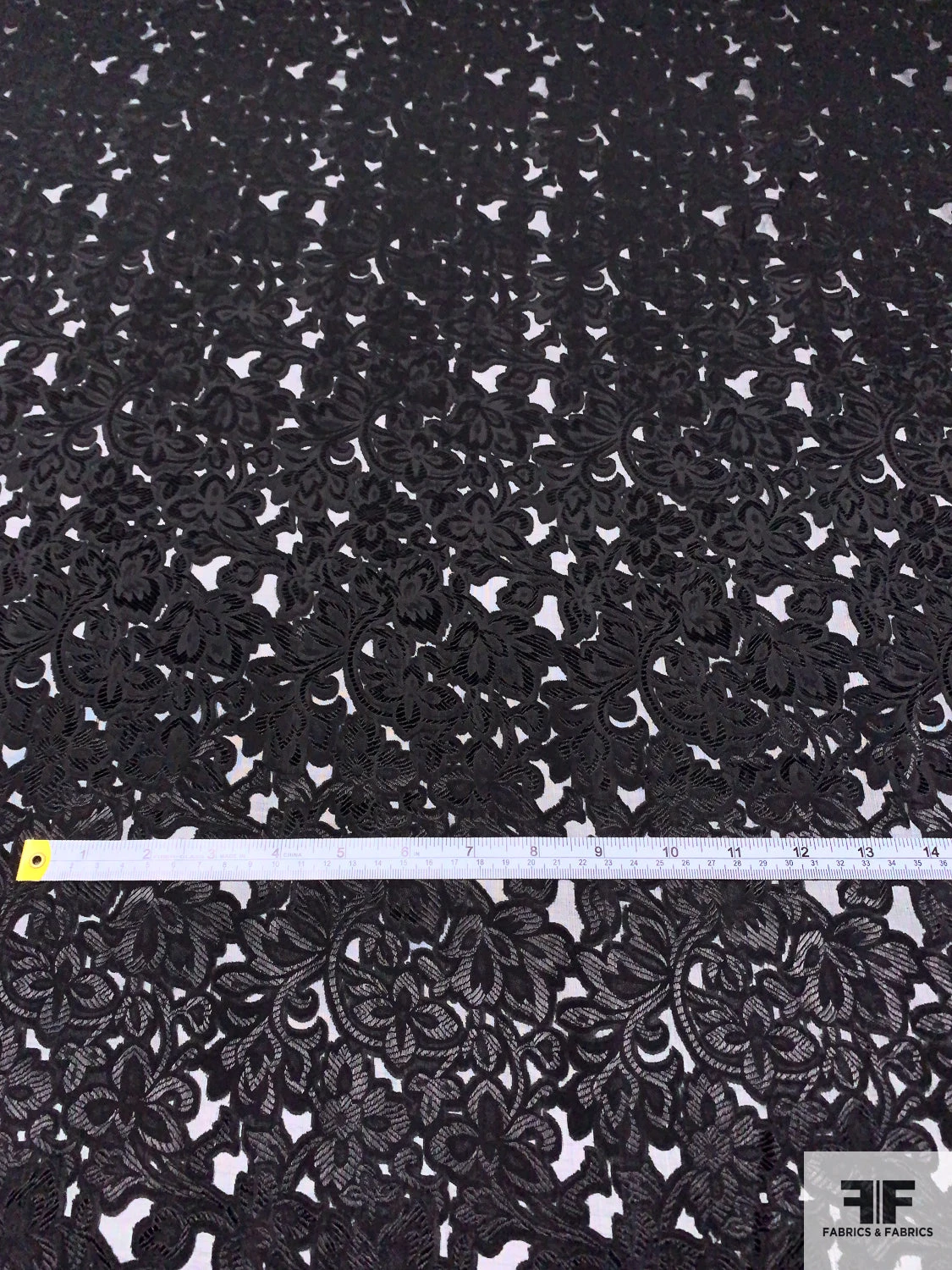Floral Jacquard Burnout Silk Chiffon - Black 8 Floral Jacquard Burnout Silk Chiffon - Black - Image 6