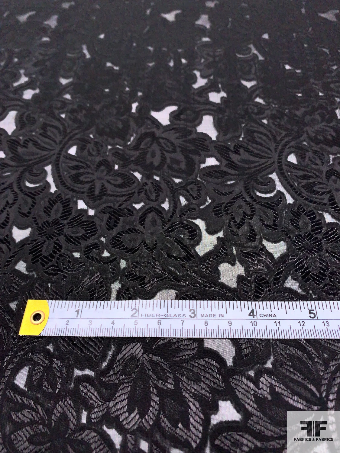 Floral Jacquard Burnout Silk Chiffon - Black 9 Floral Jacquard Burnout Silk Chiffon - Black - Image 7