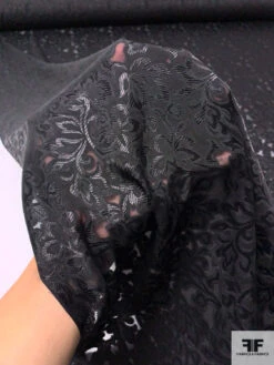 Floral Jacquard Burnout Silk Chiffon - Black