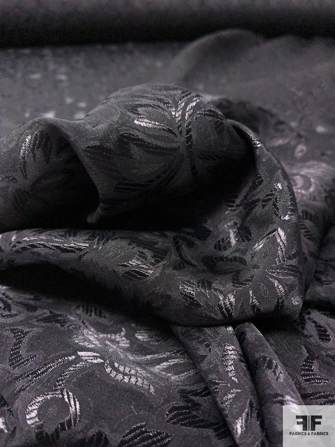 Floral Jacquard Burnout Silk Chiffon - Black 10 Floral Jacquard Burnout Silk Chiffon - Black - Image 8
