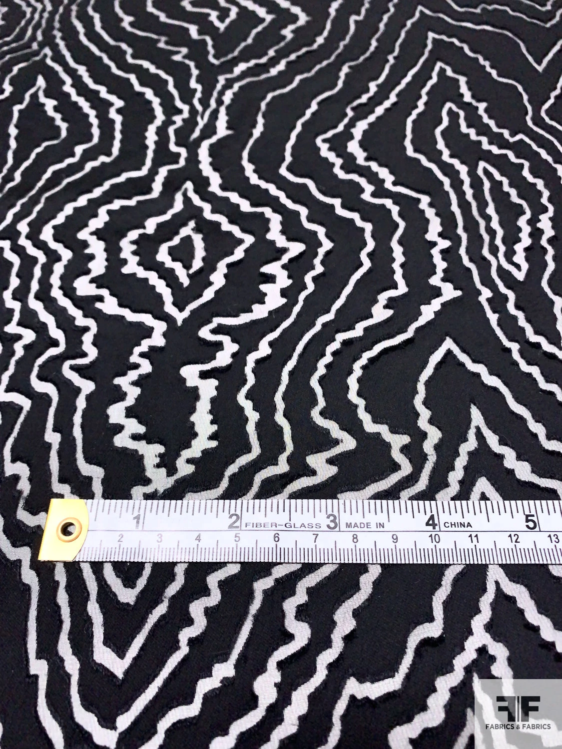 Wood Grain Burnout Silk Blend Chiffon - Black 9 Wood Grain Burnout Silk Blend Chiffon - Black - Image 7