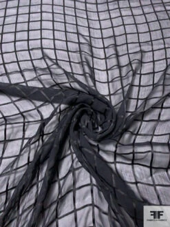 Silk Chiffon With Satin Windowpane - Black 12 Silk Chiffon With Satin Windowpane - Black -Fabrics And Fabrics Store 14349 2