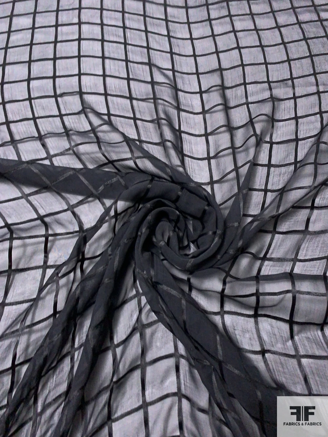 Silk Chiffon With Satin Windowpane - Black 5 Silk Chiffon With Satin Windowpane - Black - Image 3