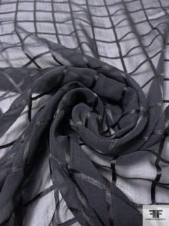 Silk Chiffon With Satin Windowpane - Black 13 Silk Chiffon With Satin Windowpane - Black -Fabrics And Fabrics Store 14349 3