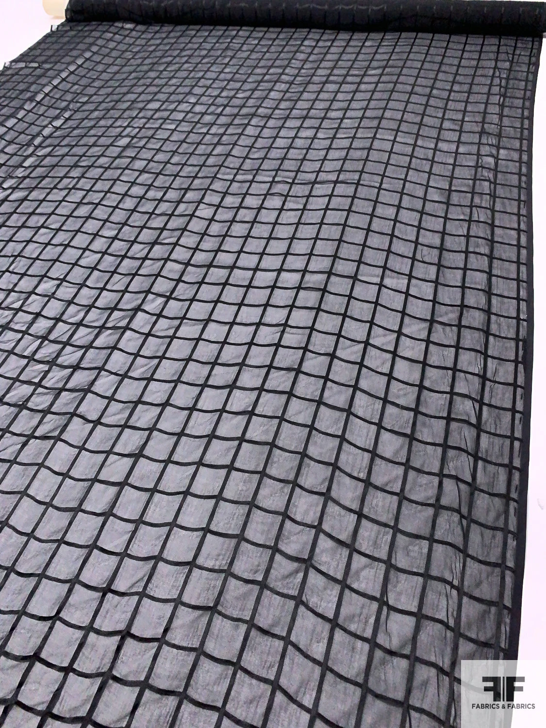 Silk Chiffon With Satin Windowpane - Black 10 Silk Chiffon With Satin Windowpane - Black - Image 8