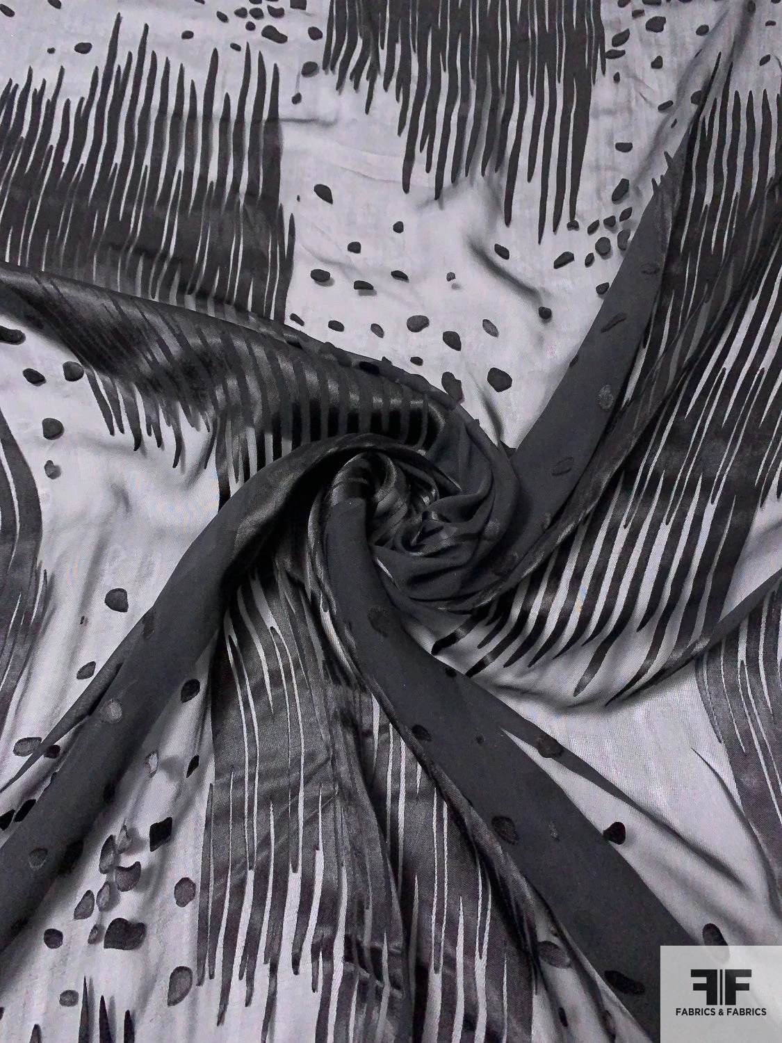 Streaks And Rocks Burnout Silk Blend Chiffon - Black 6 Streaks And Rocks Burnout Silk Blend Chiffon - Black - Image 4