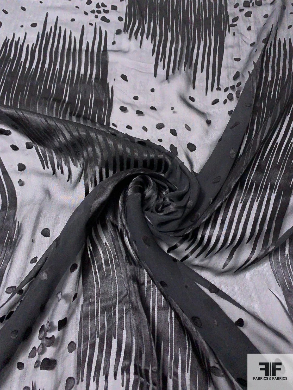 Streaks And Rocks Burnout Silk Blend Chiffon - Black 5 Streaks And Rocks Burnout Silk Blend Chiffon - Black - Image 3