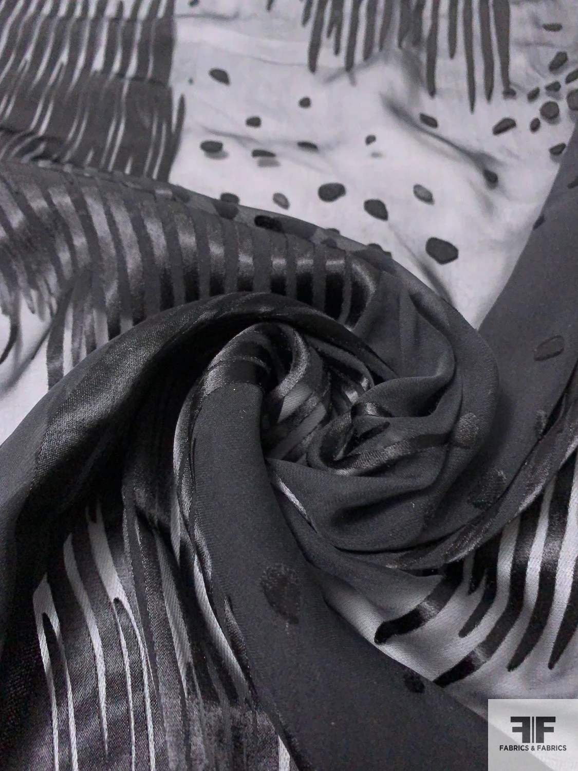 Streaks And Rocks Burnout Silk Blend Chiffon - Black 7 Streaks And Rocks Burnout Silk Blend Chiffon - Black - Image 5