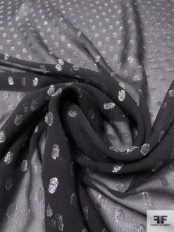 Lurex Polka Dots Silk Chiffon - Black / Silver 13 Lurex Polka Dots Silk Chiffon - Black / Silver -Fabrics And Fabrics Store 14357 3