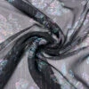 Floral Sketch Printed Silk Chiffon With Lurex Pinstripes - Black / Turquoise / Lavender / Gold