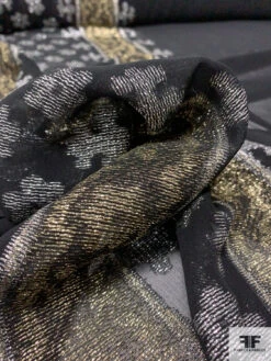 Silk Chiffon With Ornate Metallic Border Pattern - Black / Silver / Gold 17 Silk Chiffon With Ornate Metallic Border Pattern - Black / Silver / Gold -Fabrics And Fabrics Store 14364 8