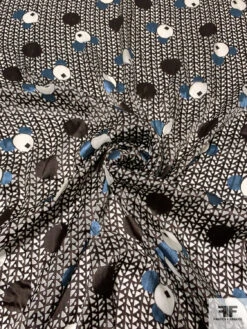 Circle Discs And Geometric Burnout Silk Chiffon - Brown / Ivory / Dusty Teal