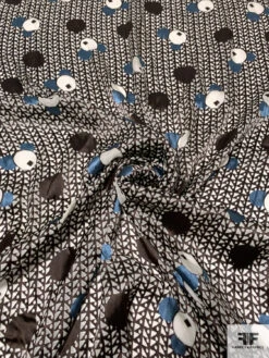 Circle Discs And Geometric Burnout Silk Chiffon - Brown / Ivory / Dusty Teal 12 Circle Discs And Geometric Burnout Silk Chiffon - Brown / Ivory / Dusty Teal -Fabrics And Fabrics Store 14367 2