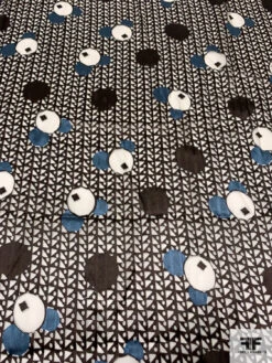 Circle Discs And Geometric Burnout Silk Chiffon - Brown / Ivory / Dusty Teal 13 Circle Discs And Geometric Burnout Silk Chiffon - Brown / Ivory / Dusty Teal -Fabrics And Fabrics Store 14367 3