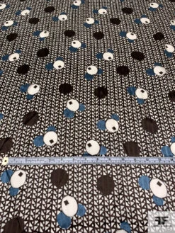 Circle Discs And Geometric Burnout Silk Chiffon - Brown / Ivory / Dusty Teal 14 Circle Discs And Geometric Burnout Silk Chiffon - Brown / Ivory / Dusty Teal -Fabrics And Fabrics Store 14367 4