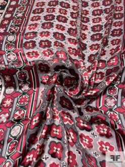 Floral Rug Motif Burnout Silk Chiffon - Wine / Black / Tan 13 Floral Rug Motif Burnout Silk Chiffon - Wine / Black / Tan -Fabrics And Fabrics Store 14369 1