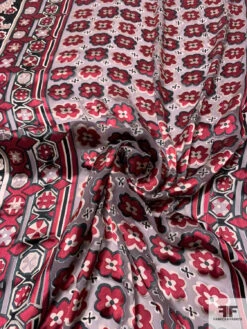 Floral Rug Motif Burnout Silk Chiffon - Wine / Black / Tan 12 Floral Rug Motif Burnout Silk Chiffon - Wine / Black / Tan -Fabrics And Fabrics Store 14369 2