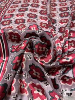 Floral Rug Motif Burnout Silk Chiffon - Wine / Black / Tan 14 Floral Rug Motif Burnout Silk Chiffon - Wine / Black / Tan -Fabrics And Fabrics Store 14369 3